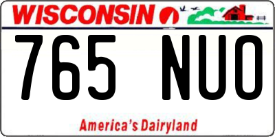 WI license plate 765NUO