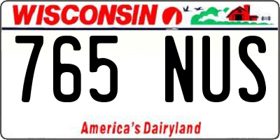 WI license plate 765NUS