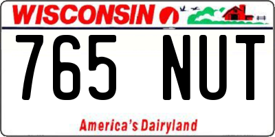 WI license plate 765NUT
