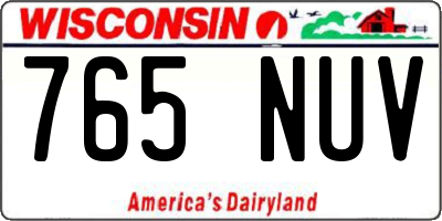 WI license plate 765NUV
