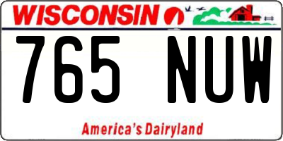 WI license plate 765NUW