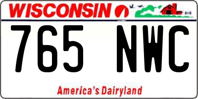 WI license plate 765NWC