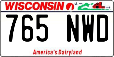 WI license plate 765NWD