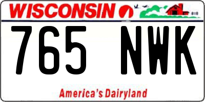 WI license plate 765NWK