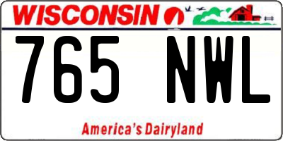 WI license plate 765NWL