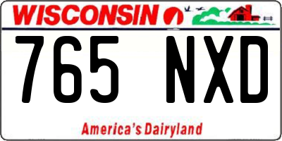 WI license plate 765NXD