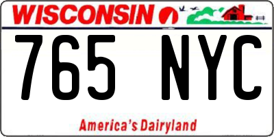 WI license plate 765NYC
