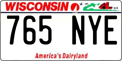 WI license plate 765NYE