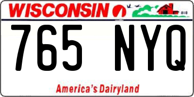 WI license plate 765NYQ