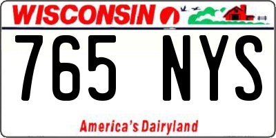 WI license plate 765NYS