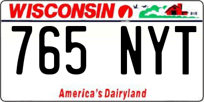 WI license plate 765NYT