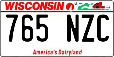 WI license plate 765NZC