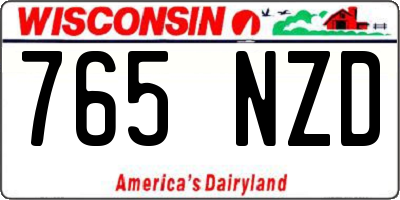 WI license plate 765NZD
