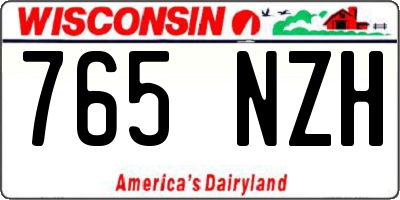 WI license plate 765NZH