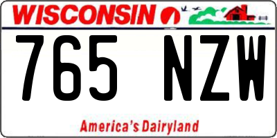 WI license plate 765NZW