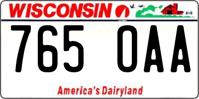 WI license plate 765OAA