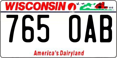 WI license plate 765OAB