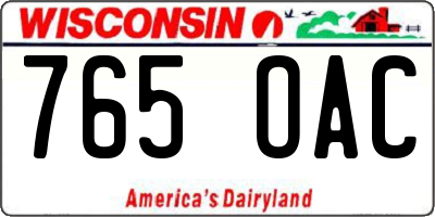 WI license plate 765OAC