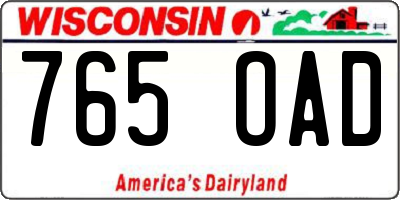 WI license plate 765OAD