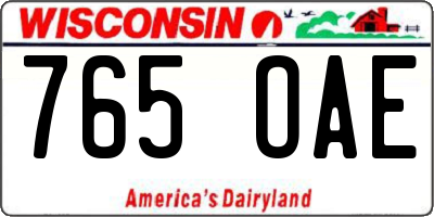 WI license plate 765OAE