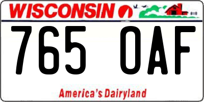WI license plate 765OAF