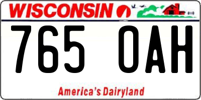 WI license plate 765OAH