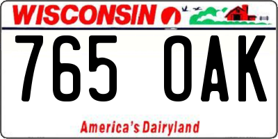 WI license plate 765OAK