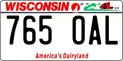 WI license plate 765OAL