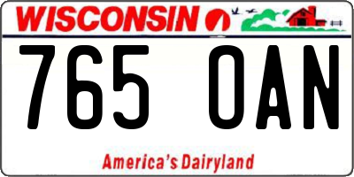 WI license plate 765OAN