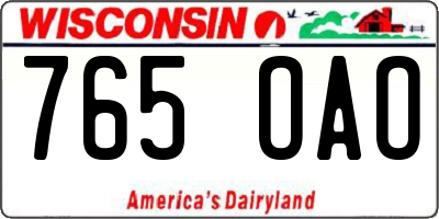 WI license plate 765OAO