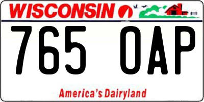 WI license plate 765OAP
