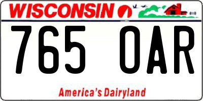 WI license plate 765OAR