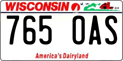 WI license plate 765OAS