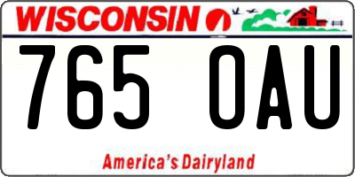 WI license plate 765OAU
