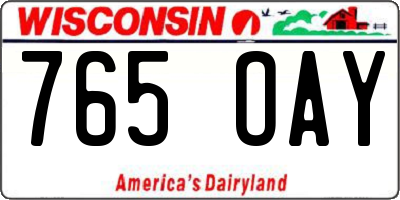 WI license plate 765OAY