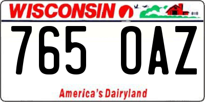 WI license plate 765OAZ