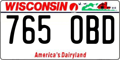 WI license plate 765OBD