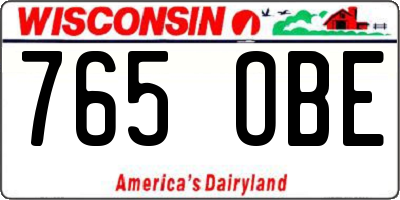 WI license plate 765OBE