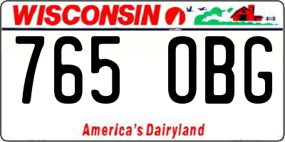 WI license plate 765OBG