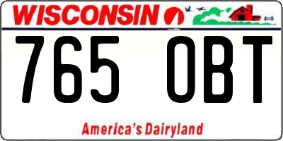 WI license plate 765OBT