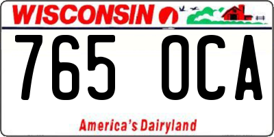 WI license plate 765OCA