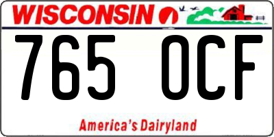 WI license plate 765OCF