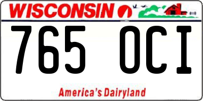 WI license plate 765OCI