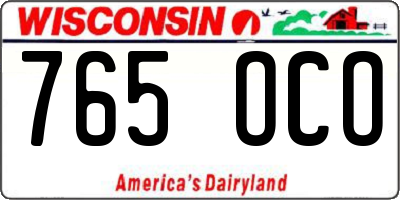 WI license plate 765OCO