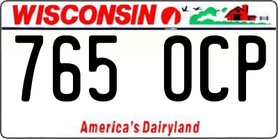 WI license plate 765OCP