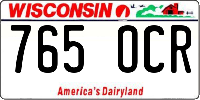 WI license plate 765OCR