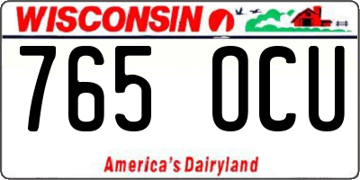 WI license plate 765OCU