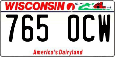 WI license plate 765OCW