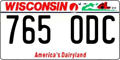 WI license plate 765ODC
