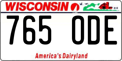 WI license plate 765ODE